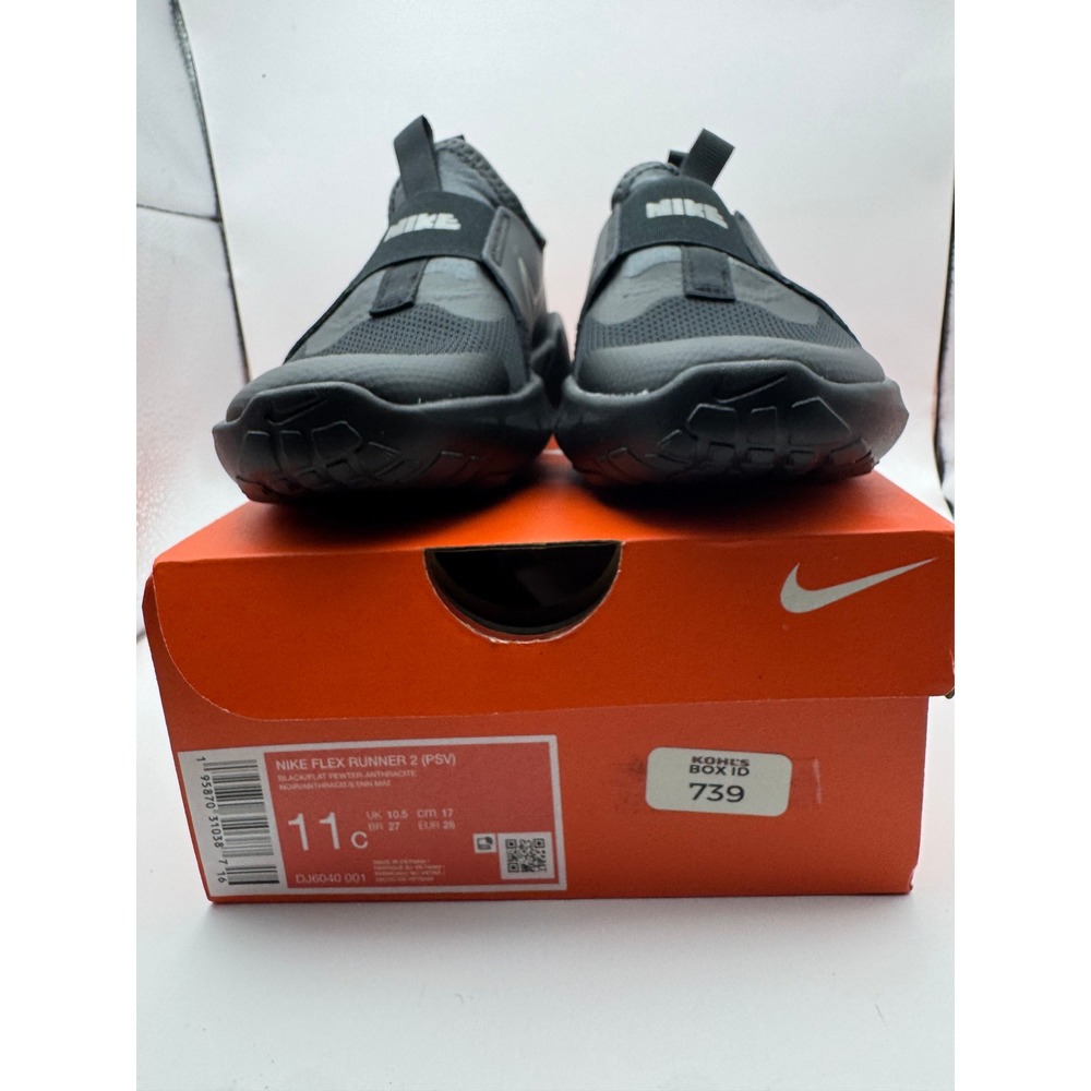Nike Flex Runner 2 PSV Kids Sneakers Black Anthracite DJ6040-001 Size 11C NIB